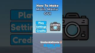 How to make a Main Menu In Roblox #Roblox