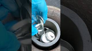 Melting Soda Can Tops Metal Casting #shorts #shortsfeed #melting