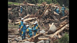 九州北部豪雨被害。8日、福岡県朝倉市と東峰村の救援作業