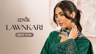 Iznik lawnkari Unstitched Collection 2024 | Iznik New Summer Embroidered Unstitched Lawn Collection