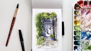 Ink & Wash Watercolor Doorway | Paint With Me Challenge: May 2021