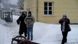 Fire from ancient cannon (no sound). Lielgabala šāviens.