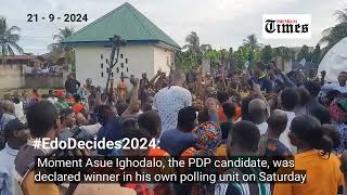 #EdoDecides2024: Moment PDP candidate  Ighodalo, was declared winner in his  PU  on Saturday