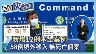 快新聞／今再12例本土「北市護理師、男友確診」　境外移入暴增58例、無死亡－民視新聞