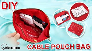 DIY L-SHAPED CABLE POUCH | multi purpose pouch | cable organizer bag [sewingtimes]