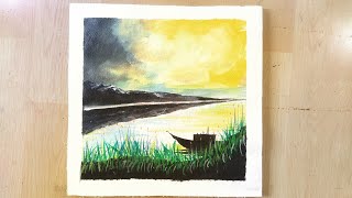 Simple Acrylic landscape painting "sailboat" |Simple and easy painting | Acrylic painting |