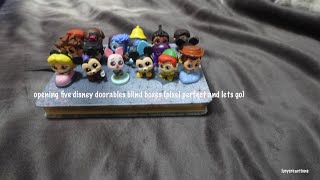 opening five disney doorables blind boxes (pixel perfect and lets go)