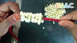 How to make Jasmine Flower Garland/Malligai poo/மல்லிகை பூ மாலை கட்டுவது எப்படி/#garland #flowers