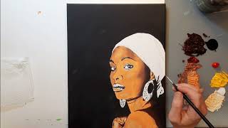 Painting a Beautiful Black Woman | Acrylic Painting | Painting for Beginners