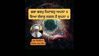 ਭਭਾ ਭਰਮੁ ਮਿਟਾਵਹੁ ਅਪਨਾ ॥ ਇਆ ਸੰਸਾਰੁ ਸਗਲ ਹੈ ਸੁਪਨਾ ॥ ਭਰਮੇ ਸੁਰਿ ਨਰ ਦੇਵੀ ਦੇਵਾ ॥ ਭਰਮੇ ਸਿਧ ਸਾਧਿਕ ਬ੍ਰਹਮੇਵਾ ॥