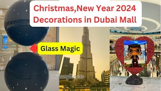 Dubai Mall ലെ Christmas ന്റെയും New year ന്റെയും Decorations കൂടെ Burj khalifa Fountain Show യും