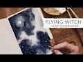 Learn How To Paint a Flying Witch | Quick Watercolor Painting by Sarah Cray of Let's Make Art