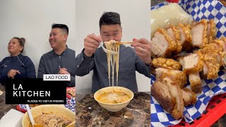 Lao Food in Fresno | LA Kitchen | Laos Hmong Khmer Thai Iu Mien Papaya Salad Khao Poon ASMR Mukbang