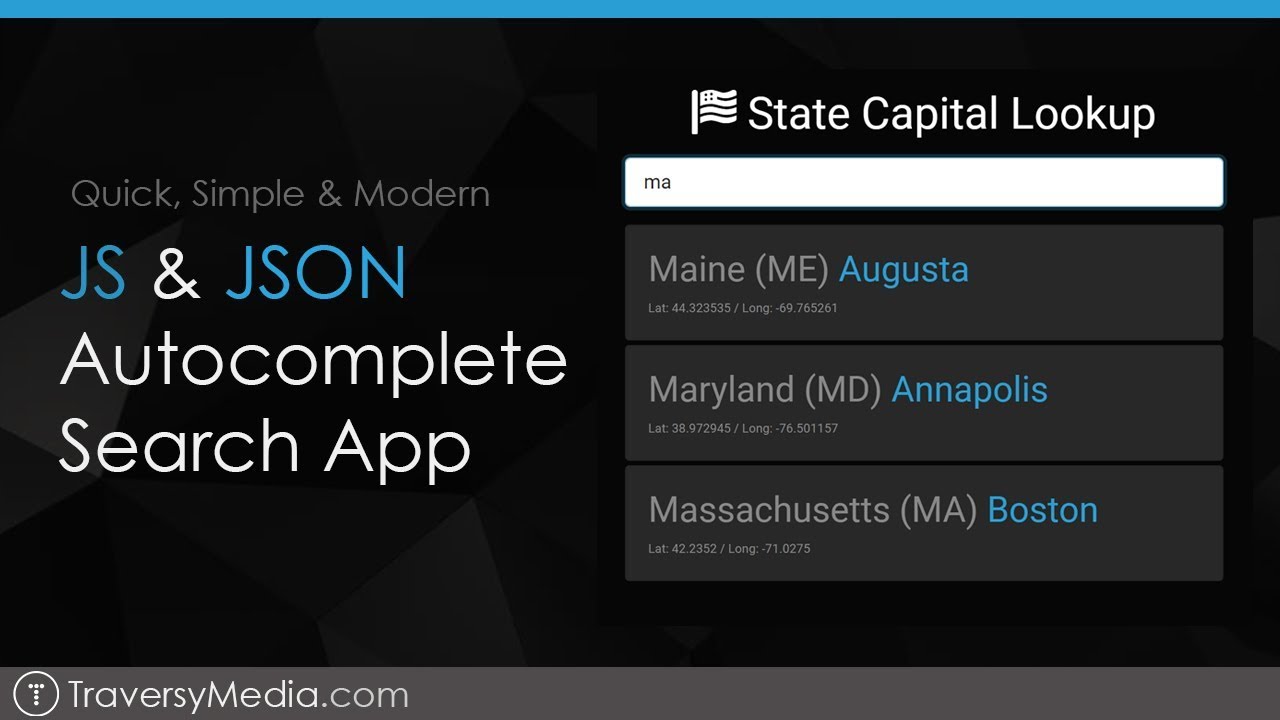 Quick Autocomplete App With Js Json Youtube