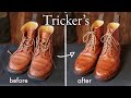 Subtitled | SHOE SHINING Tricker's | Boots restoration | Repair techniques