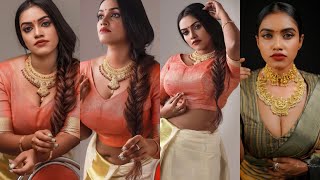 Malayalam model saranya shani latest hot saree photoshoot video💋🔥