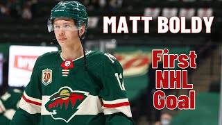 Matt Boldy #12 (Minnesota Wild) first NHL goal Jan 6, 2022