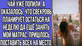 чай уже попили, а оказалось, что свекровь планирует остаться на неделю да ещё занять мой матрас...