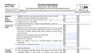 IRS Schedule A walkthrough (Itemized Deductions) - 2024