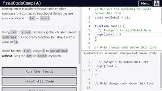 Global scope and functions - freeCodeCamp | Video 52 | Basic JavaScript
