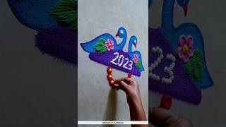 Peacock Rangoli For New Year 2023 | New Year Muggulu | #shorts #rangoli #newyear2023 #newyear #kolam