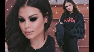 GRWM Black out smokey eyes & my OOTD // new tattoos - merch & grunge outfit | Bailey Sarian