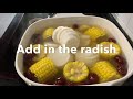 radish with corn soup