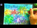 儿童简笔画 画烟花 水彩画 步骤学画画 kids drawing how to draw fireworks