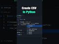 Create CSV FIle in Python  #softlinks #python #softwareengineering