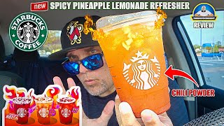 Starbucks® Spicy Pineapple Lemonade Refresher Review! 🌶️🍍🍋 | Chili Powder Infuse