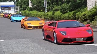 【大黒PA】F40他 スーパーカー加速サウンド／Supercars sound in Japan. Aventador, F40, Countach, Scuderia and more