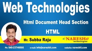 Html Document Head Section - Web Technologies | UI Technologies Tutorial | Mr.Subbaraju