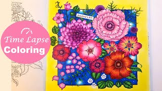 Time Lapse Coloring: Coloring 🌸FLOWERS🌸 and Leaves - WORLD OF FLOWERS by Johanna Basford