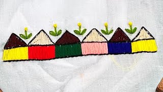 Very unique and easy beautiful hand made embroidery flower design Tutorial stitches Embroidery 💛💚💚💜