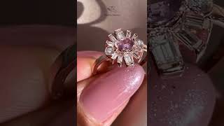 Oval Pink Sapphire \u0026 Baguette Diamonds Sun Ring