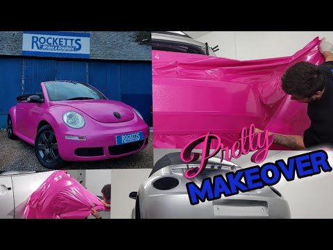 WRAPPED! Volkswagen Beetle Gets A PRETTY Makeover - YouTube