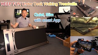 KEEP FUN Under Desk Walking Treadmills Wide Tread Belt Slim and Quiet with Smart Remote Workout App