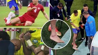 😢Neymar was devastated after going over on his ankle vs Serbia, it's worryingly swollen