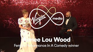 Aimee Lou Wood on winning Female Performance In A Comedy for Sex Education | Virgin Media BAFTAs