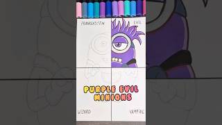 Drawing Minion in 4 Different Styles! Pt.1 Purple Evil Minion!😈 #shorts