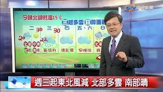 東北風增強 今晚中部以北低溫15度│中視新聞 20190401