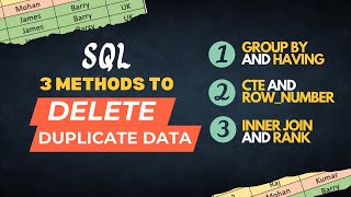 SQL | 3 Methods to Delete Duplicate Data using SQL | Delete Duplicate Data from Master Table