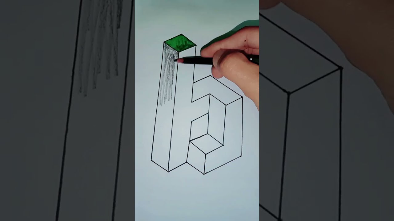 Vector Form Of 3D Letter B Drwing Step By Step||3D Letter B Drawing ...