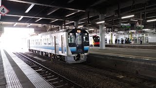 GV-E400系 T113編成 奥羽本線普通列車東能代行の送り込み回送が秋田駅4番線に入線するシーン