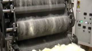 Wool carding on the Carolina Carder at NCTTC