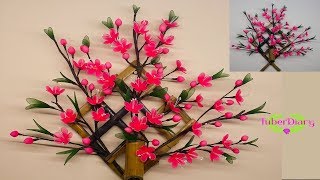 How to make Floral wall hanging using Nylon Stocking 🌸🍀 By TuberDiary