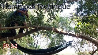 hammock technic on tree การผูกเปลบนกิ่งนอน