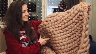 ВЯЗАНЫЙ ПЛЕД XXL РУКАМИ из ОЧЕНЬ ТОЛСТОЙ ПРЯЖИ / How to Arm Knit a Blanket. DIY