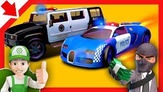 Police cars chase cartoon for children and Monster Machines. Police cartoon for children Kids story