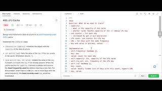 LFU Cache - Leetcode 460 - Linked List - Python